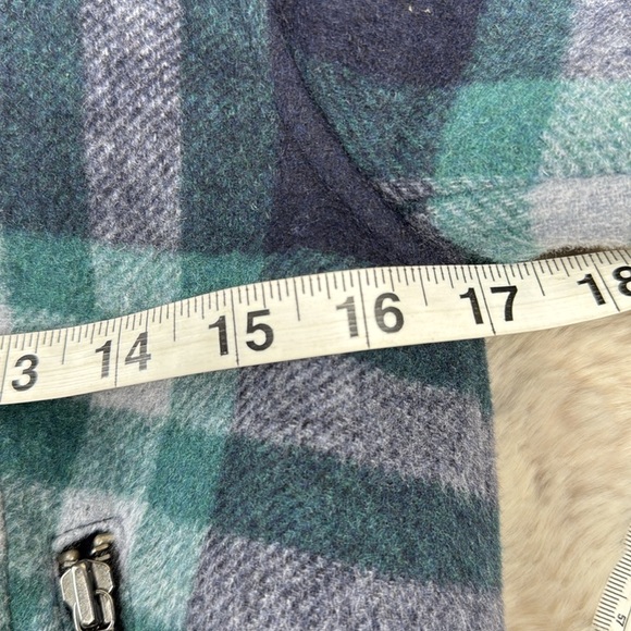 GAP | Blue & Green Plaid Short Cropped Wool Blend Moto Jacket, Size S - Picture 13 of 15